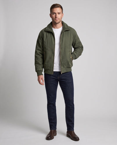 Herren Wendebomberjacke mit Teddyfutter, robustem Canvas-Obermaterial und Reißverschlusstaschen Shop nory