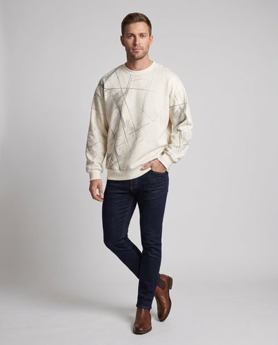Unisex Oversize-Sweatshirt mit abstraktem Pinselprint und gerippten Bündchen