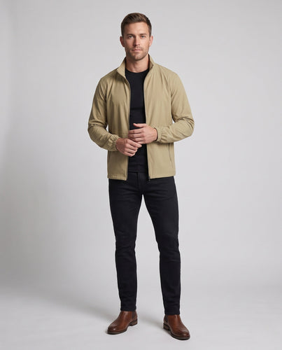 Unisex Ultraleichte Zip-Übergangsjacke mit Stehkragen, Reißverschlusstaschen & windabweisendem Material