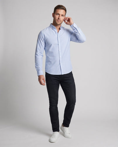 Herren Modernes Langarm-Hemd mit feinen Streifen Shop Nory