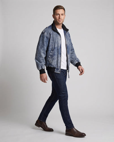 Herren Modische Denim Bomberjacke Shop Nory
