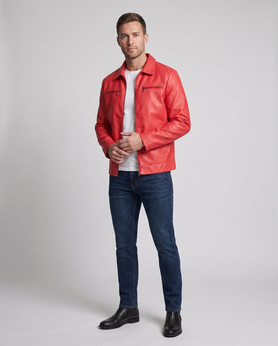 Herren Modische Kunstlederjacke mit praktischen Reißverschluss-Taschen Shop Nory