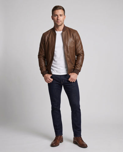 Herren Modische Kunstlederjacke mit sportlichem Design Shop Nory