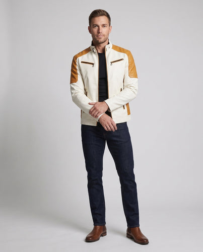 Herren Modische Kunstlederjacke mit Steppdetails Shop Nory 1788322039
