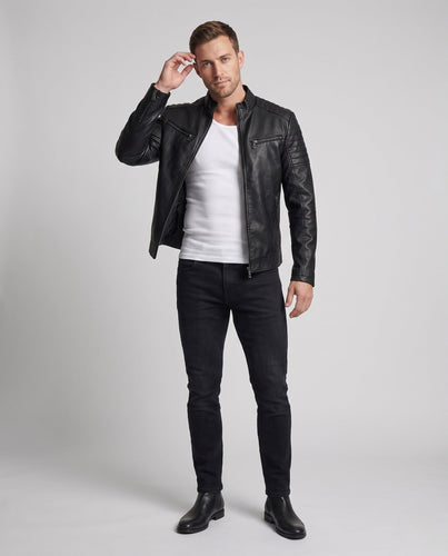 Herren Modische Kunstlederjacke mit Steppdetails Shop Nory 1788322149