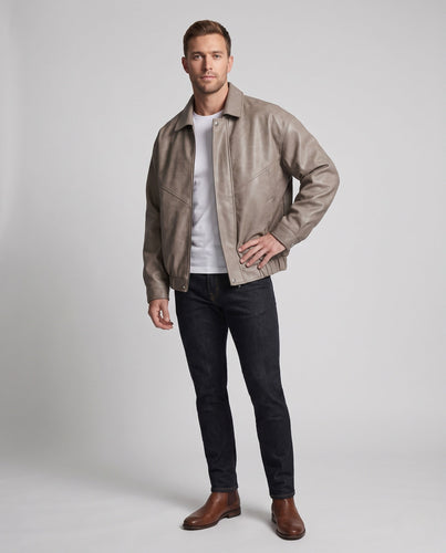 Herren Modische Lederjacke mit Stehkragen Shop Nory 1788321927