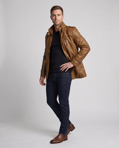 Herren Stilvolle Kunstlederjacke Shop Nory