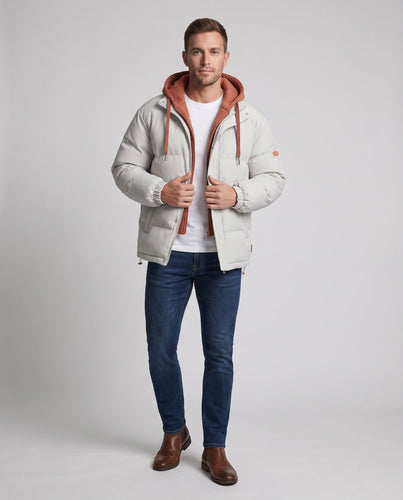 Herren Bequeme Daunenjacke mit Kapuze Shop Nory