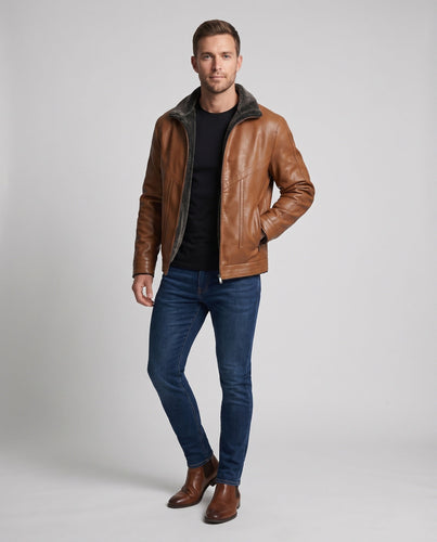 Herren Klassische Lederjacke Shop Nory