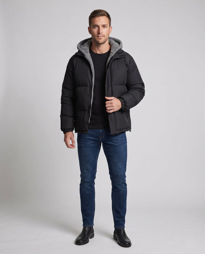 Herren Kuschelige Steppjacke mit Kapuze Shop Nory
