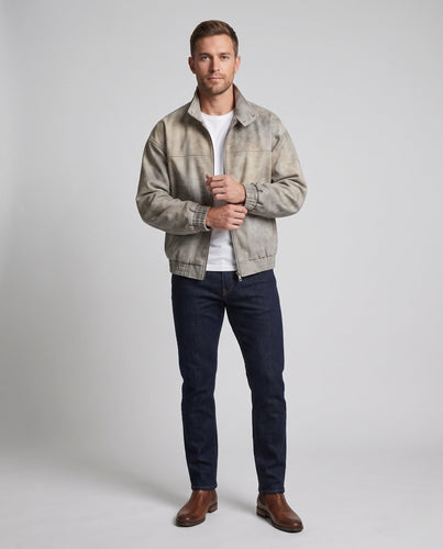 Herren Modische Kunstlederjacke mit Fleecefutter Shop Nory