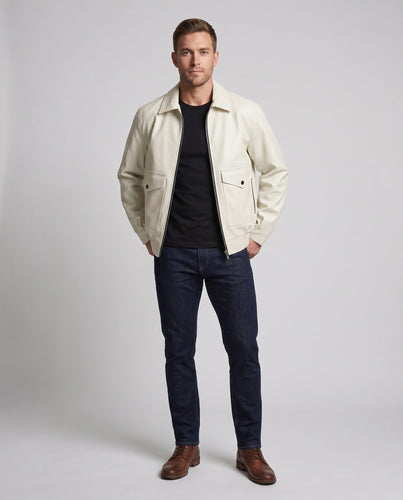 Herren Modische Kunstlederjacke mit praktischen Taschen Shop Nory