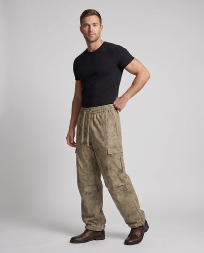 Herren Oversized Cargo-Baggy-Hose mit elastischem Kordbund, aufgesetzten Klapptaschen & verstellbarem Saum Shop Nory