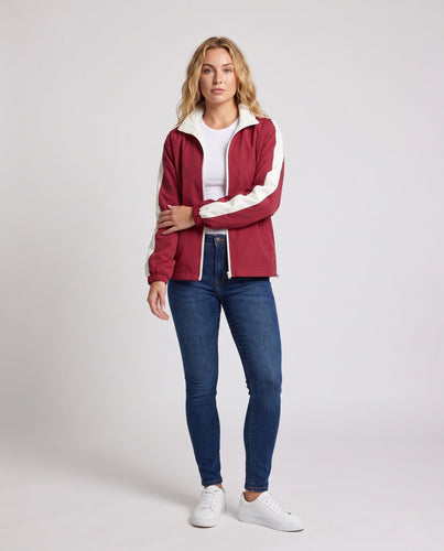 Unisex Wende-Übergrößen-Windbreaker mit Stehkragen, Kontrastdetails und Kordelzugsaum Shop Nory