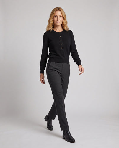Damen Feinstrickpullover mit Henley‑Knopfleiste und Rippbündchen Shop Nory
