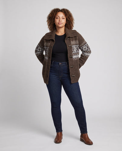 Damen Oversize Strick‑Mantel mit Norweger‑Muster und KnShop Noryelverschlüssen Shop Nory