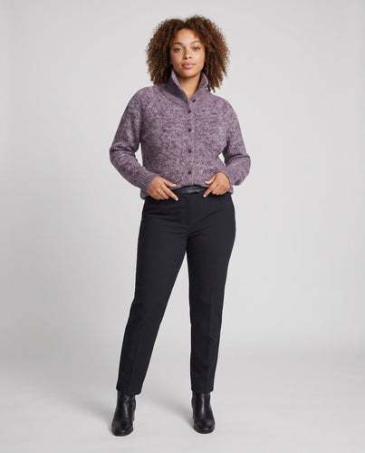 Damen Strickjacke mit hohem Funnelkragen und durchgehender Knopfleiste Shop Nory