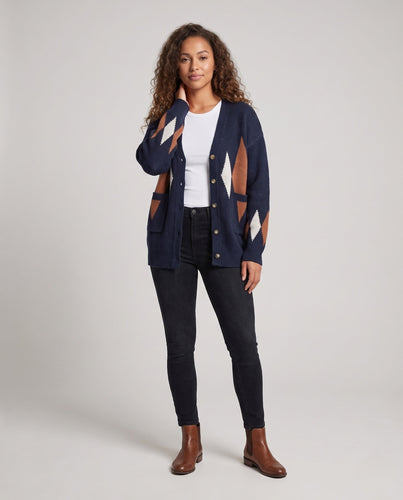 Damen Mode - Strickjacke mit Rautenmuster Shop Nory