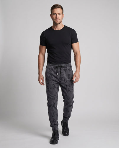 Herrenmode Cargo-Hose mit elastischem Bund und modernen Drucken Shop Nory