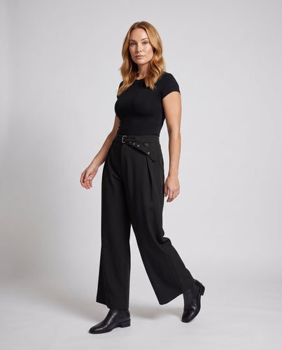 Damen Elegante Schlaghose mit Gürtel Shop Nory