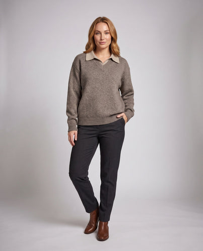 Damen Eleganter Oversized Pullover mit V-Ausschnitt Shop Nory