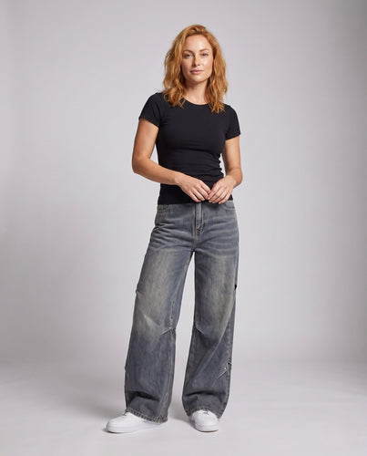 Damen Casual Weite Denim Hose Shop Nory
