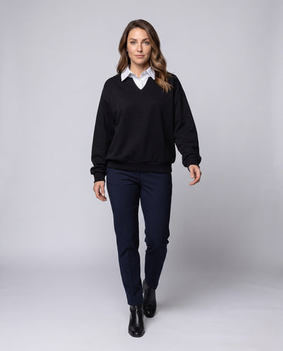 Damen Freizeit- und eleganter Sweatshirt mit Hemdkragen Shop Nory