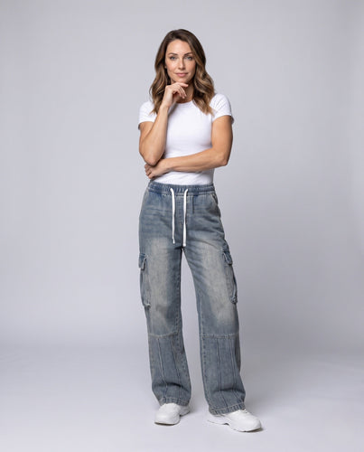 Damen Mode Cargo Jeans Shop Nory