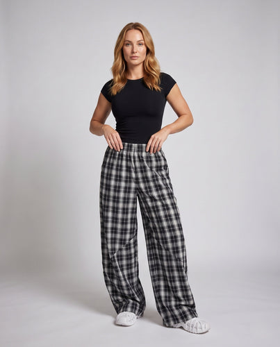 Damen modische Karottenhosen mit kariertem Muster Shop Nory