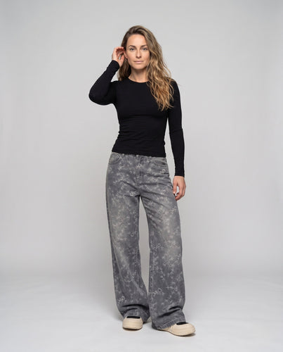 Damen Weitgeschnittene Jeans mit Floral Design Shop Nory