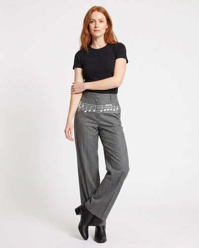 Damen Weitgeschnittene Streifenhose mit musikalischem Druck Shop Nory