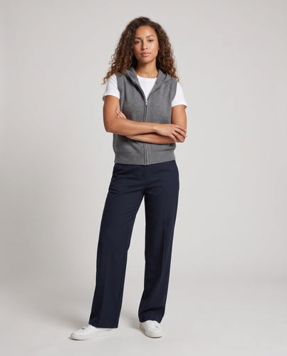Damen Ärmellose Strickweste mit Kapuze und Reißverschluss Shop Nory