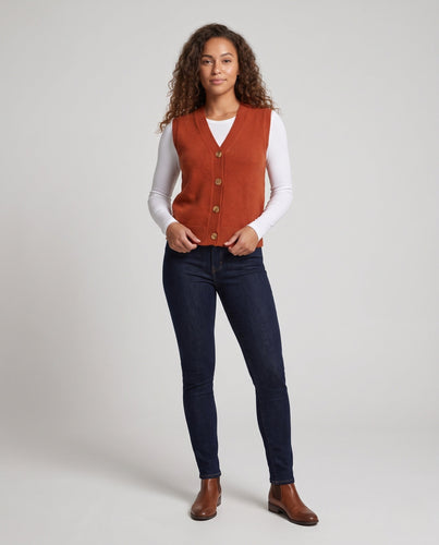 Damen Ärmellose Wollmix-Strickweste mit V‑Ausschnitt und Knopfleiste Shop Nory