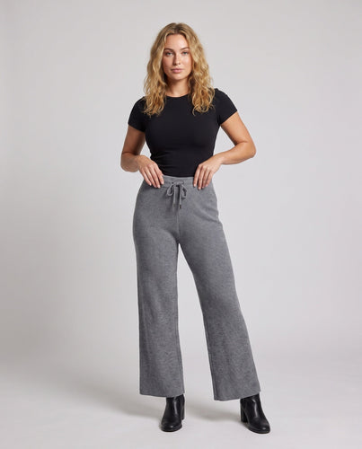 Damen Feine gerippte Lounge-Hose mit weitem Bein und Kordelzug Shop Nory