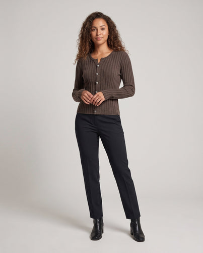 Damen Feiner gerippter Knopfcardigan mit kaschmirähnlicher Haptik und taillierter Silhouette Shop Nory