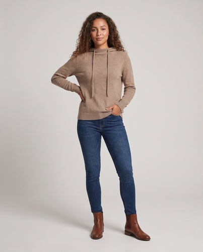 Damen Feiner Kapuzen‑Strickpullover im Kaschmir‑Look mit zartem Flor und gerippten Bündchen Shop Nory
