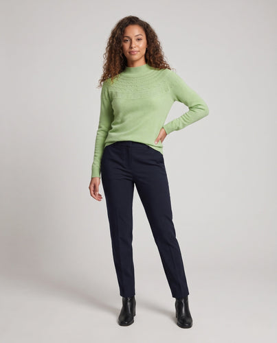 Damen Feiner Mockneck-Pullover mit Ajour-Yoke und kaschmirähnlicher Mohair-Optik Shop Nory