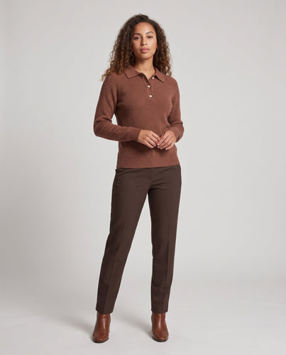 Damen Feiner Polokragen-Feinstrickpullover mit Knopfleiste und kaschmirähnlicher Haptik Shop Nory
