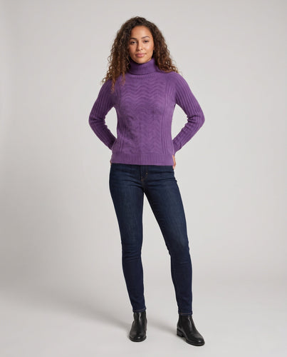 Damen Feiner Rollkragenpullover in Mohair‑Optik mit Ajour‑Front und gerippten Ärmeln Shop Nory