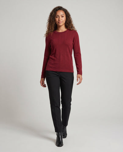 Damen Feiner Rundhals-Feinstrickpullover mit leicht überschnittener Schulter und fließender Silhouette Shop Nory