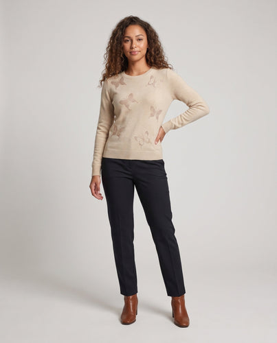 Damen Feiner Schmetterlingsapplikationspullover aus Mohair‑Mix Shop Nory
