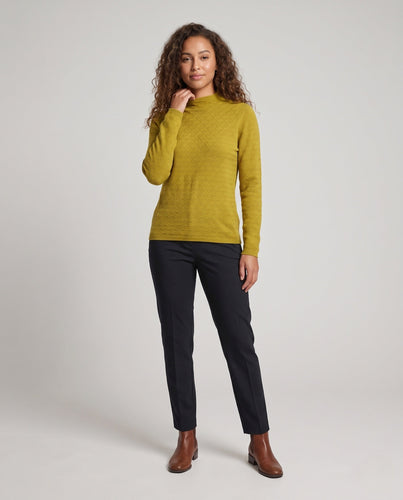Damen Feiner Strickpullover mit Rautenmuster, kurzem Stehkragen und legerer Passform Shop Nory