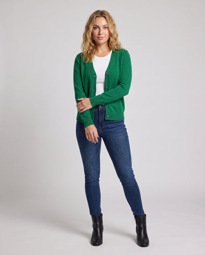 Damen Feiner V-Ausschnitt Strickcardigan mit Knopfleiste, langen Ärmeln und Kaschmir‑Mix Shop Nory