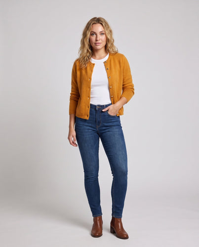 Damen Feiner Wollmix‑Knopfcardigan mit dekorativen goldfarbenen Druckknöpfen Shop Nory