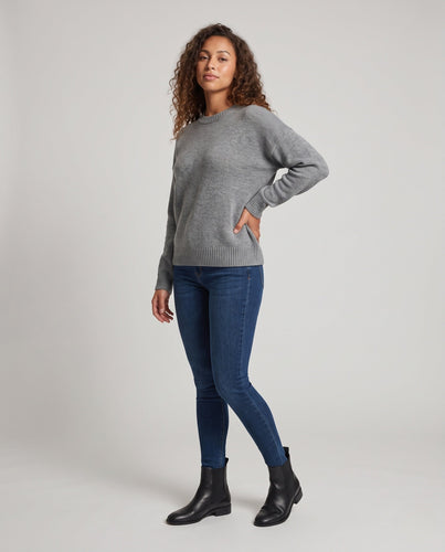 Damen Feinflauschiger Rundhalspullover mit Ajour‑Diamantkante Shop Nory