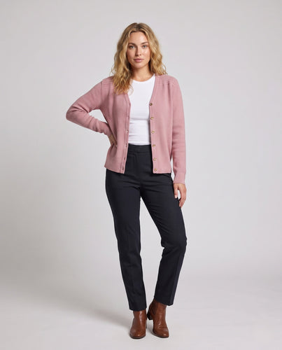 Damen Feinstrick-Cardigan mit V-Ausschnitt und goldenen Schmuckknöpfen Shop Nory