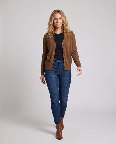 Damen Feinstrick-Cardigan mit V-Ausschnitt und Zierknopfleiste Shop Nory