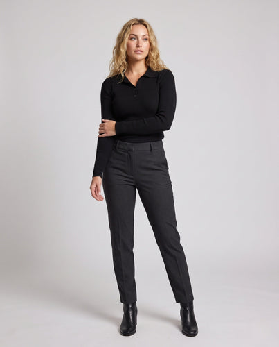 Damen Feinstrick-Polo-Pullover mit Rippenstruktur und Zweiknopfleiste Shop Nory