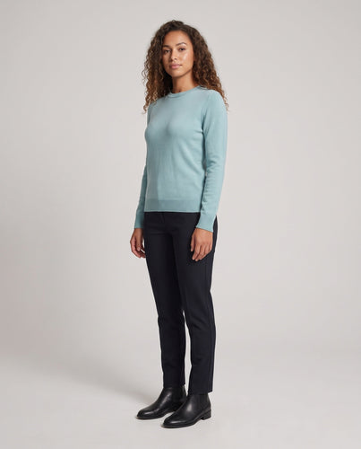 Damen Feinstrick-Pullover mit geripptem Rundhalsausschnitt und schmalen Bündchen Shop Nory
