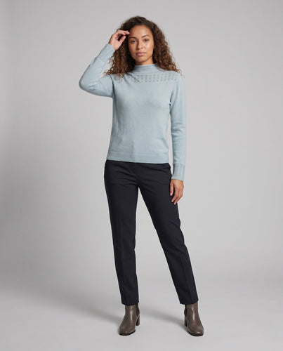 Damen Feinstrick-Pullover mit Mockneck, Ajour‑Yoke und kaschmirähnlicher Weichheit Shop Nory